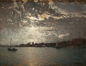 Ambiance au clair de lune, entrée de Stockholm - Alfred Wahlberg